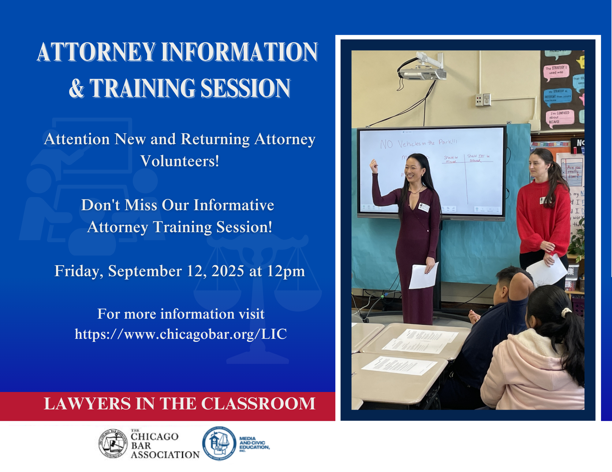 Lawyers in the Classroom 2025 Training Session Info Lawyers in the Classroom 2025 Training Session Info